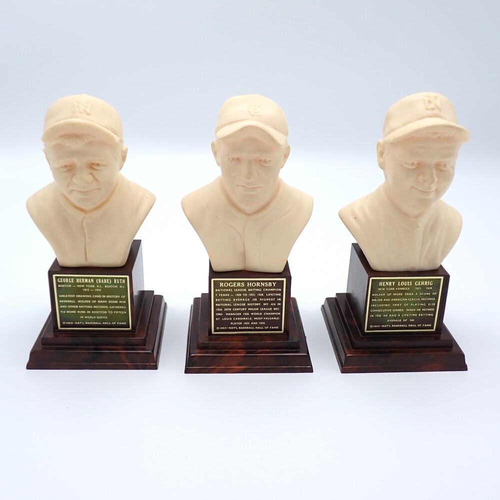 Babe Ruth - Lou Gehrig - Rogers Hornsby Hall of Fame Vintage 1963 Busts